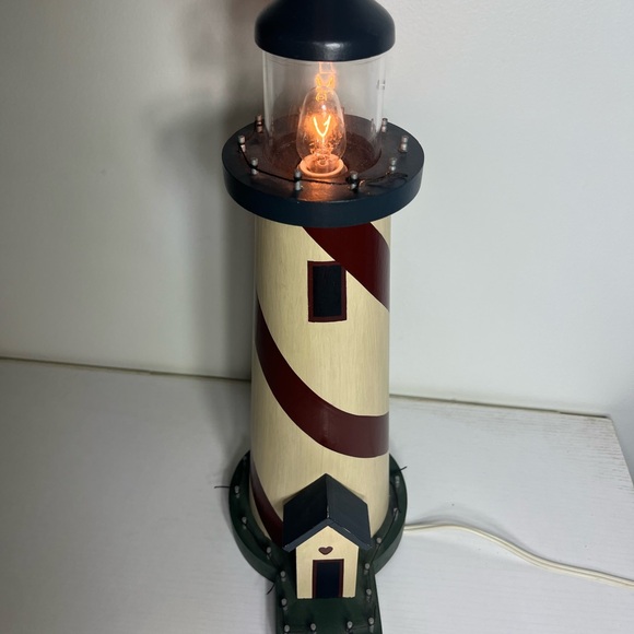 NCE Nautical Lighthouse Table Lamp Wood Coastal Beach Decor Working Light - Picture 10 of 10